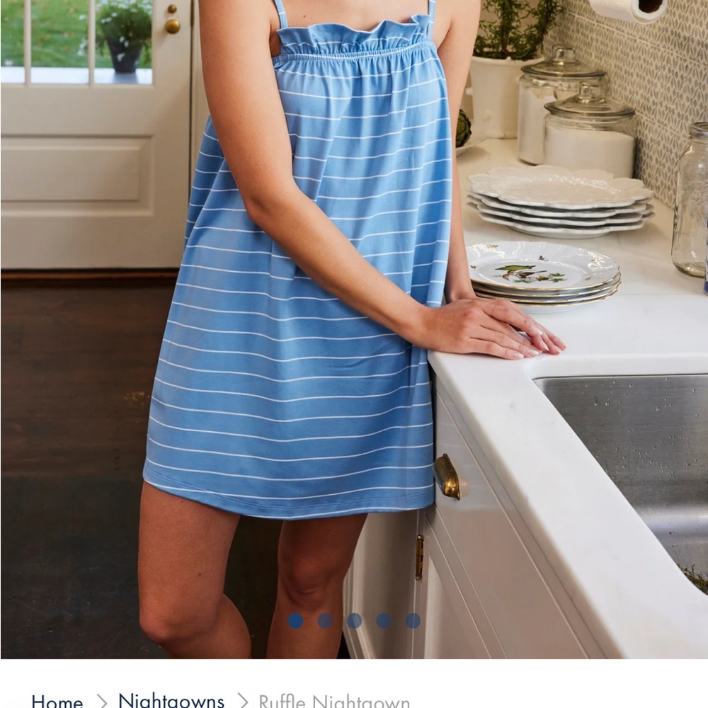 LAKE PAJAMAS Pima Ruffle Nightgown